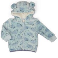 H33563:  Baby Dino Print Hooded Cuddle Fleece Jacket (6-24 Months)